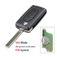 2 Tasten Auto Remote Key Fob ID46 Chip für Peugeot 207 307 308 407 807 433MHz VA2 Blatt CE0536 5pcs/lot