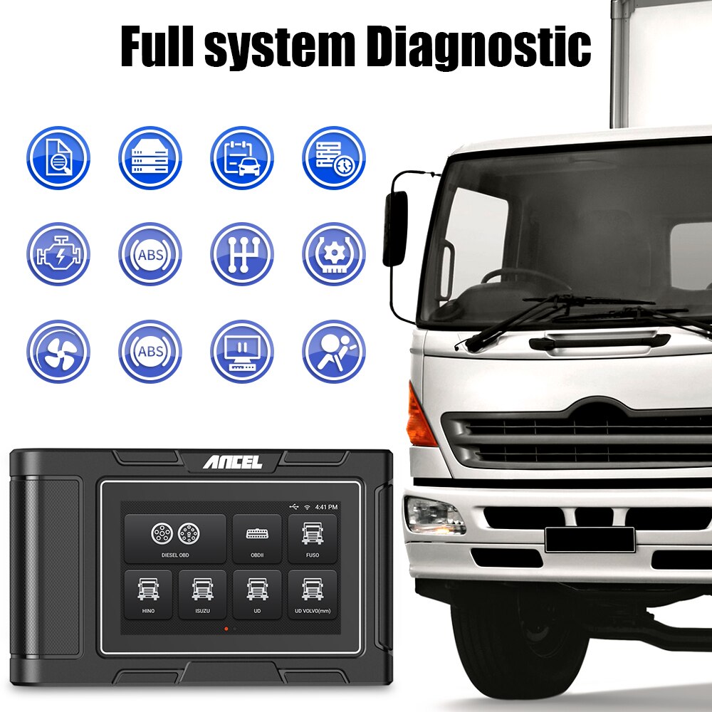 ANCEL HD3200 24V重型柴油卡车诊断扫描仪汽车全系统DPF再生油重置，适用于FUSO HINO Hyundai