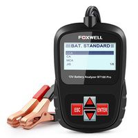 FOXWELL BT100 6V 12V汽车电池测试仪，适用于泛洪AGM GEL 100至1100CCA 200AH电池健康分析仪诊断工具