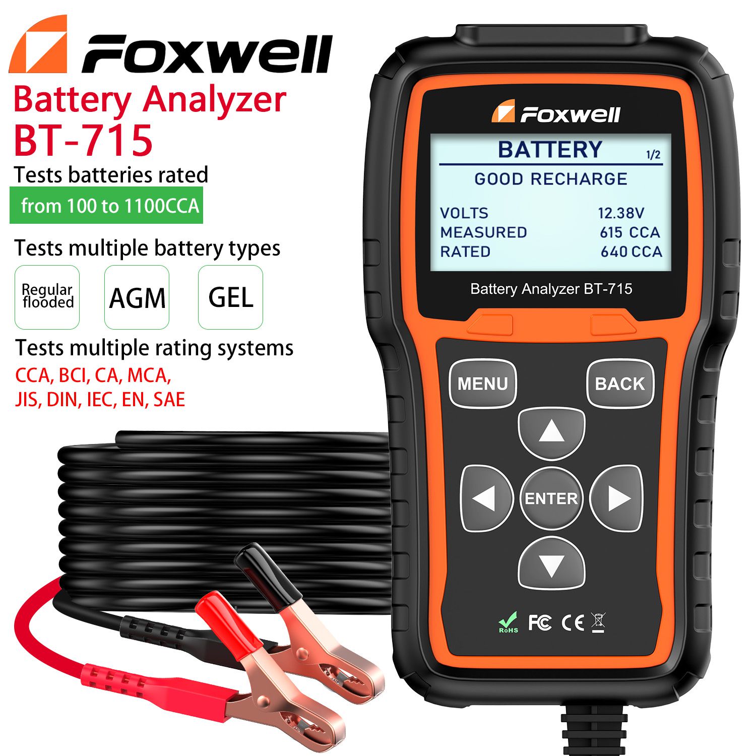 Foxwell BT-715 Batterieanalysator Unterstützung Mehrsprachig ersetzt Foxwell BT-705