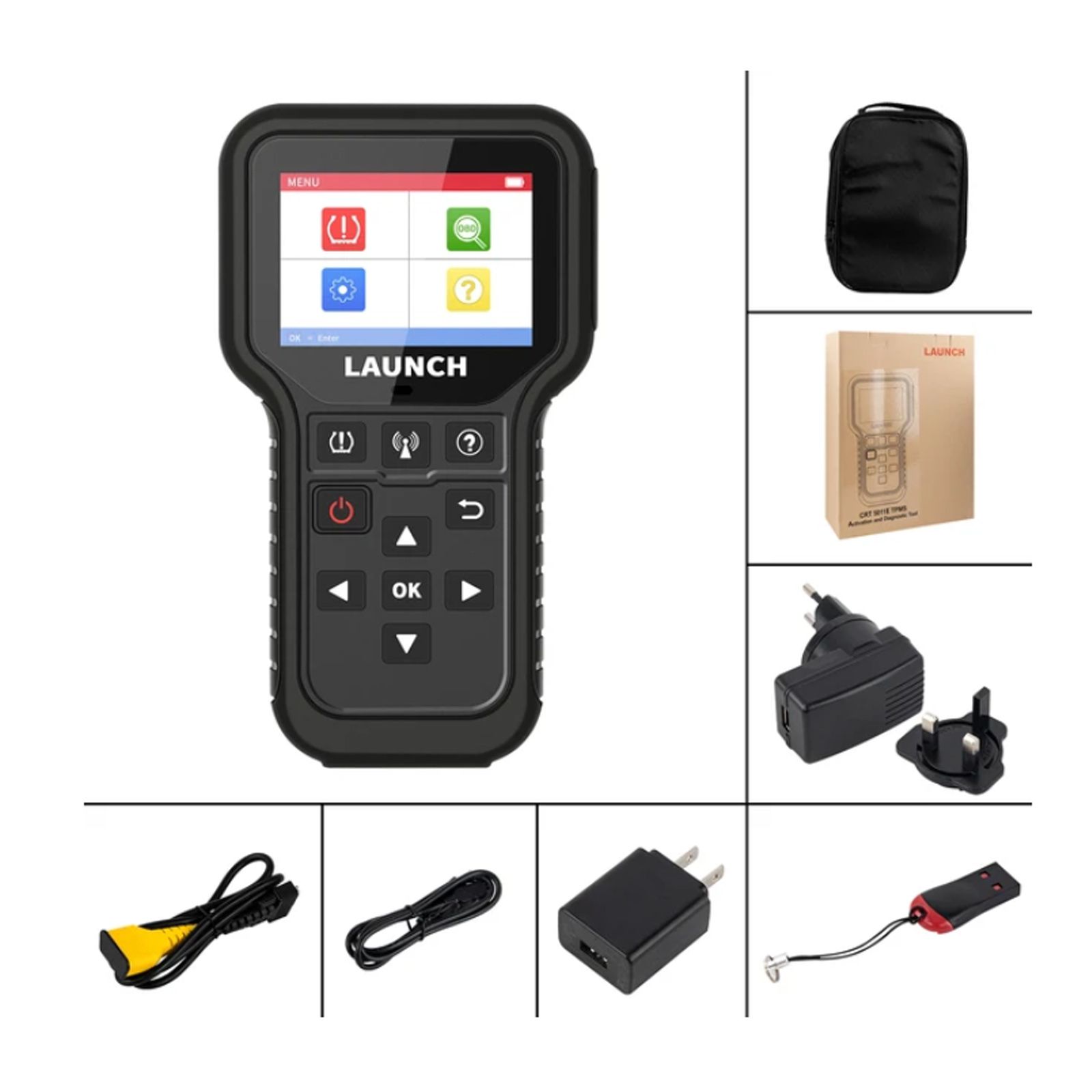 2024 Launch CRT5011E TPMS Relearn Tool TPMS Sensor (315+433MHz) Support Read/ Activate/ Programming/ Relearn/ Reset/ Key Fob Test