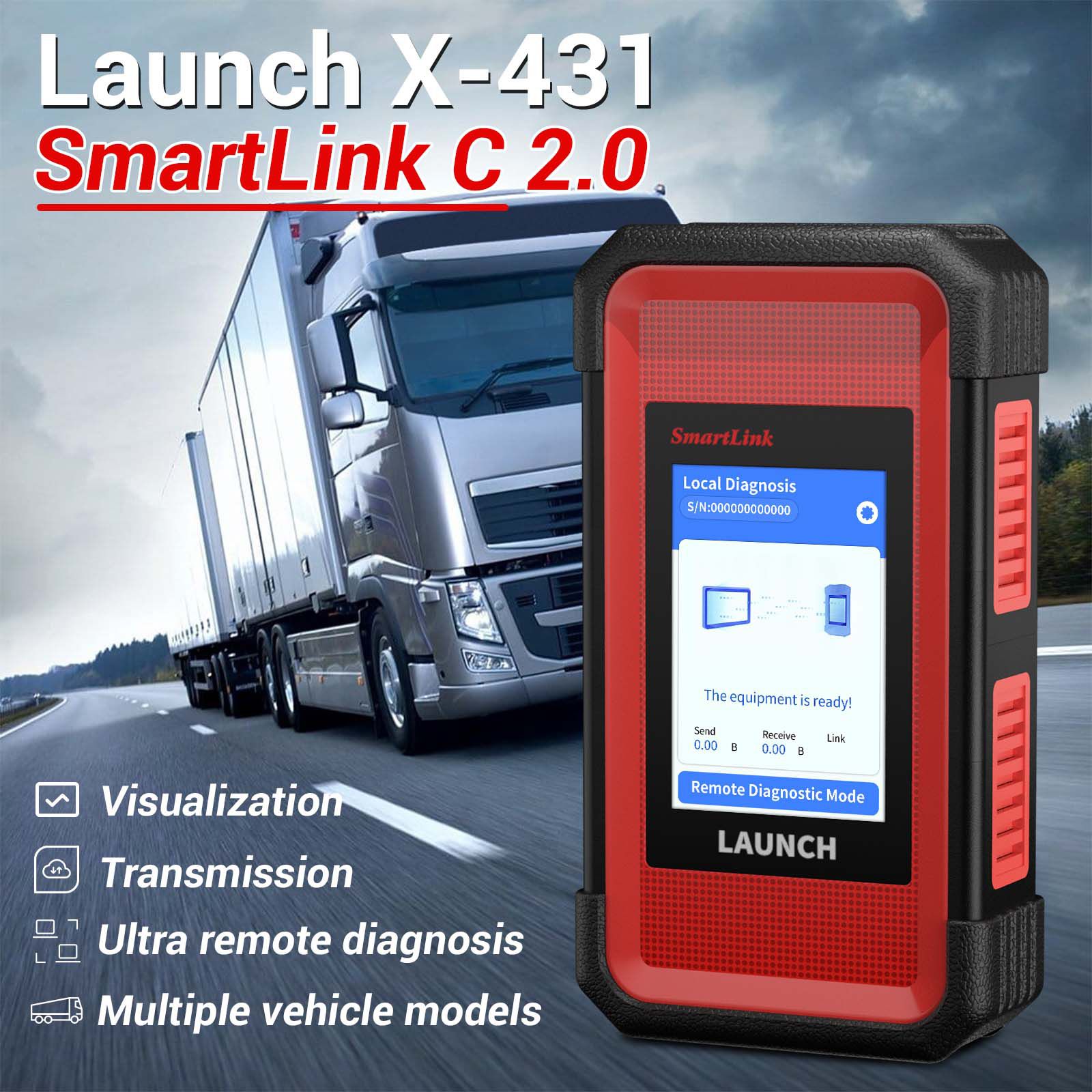Launch X431 V+ 4.0 10.1inch Tablet with X-431 SmartLink C 2.0 Heavy-duty Truck Module for Commercial Vehicles/ Passenger/ New Energy Car