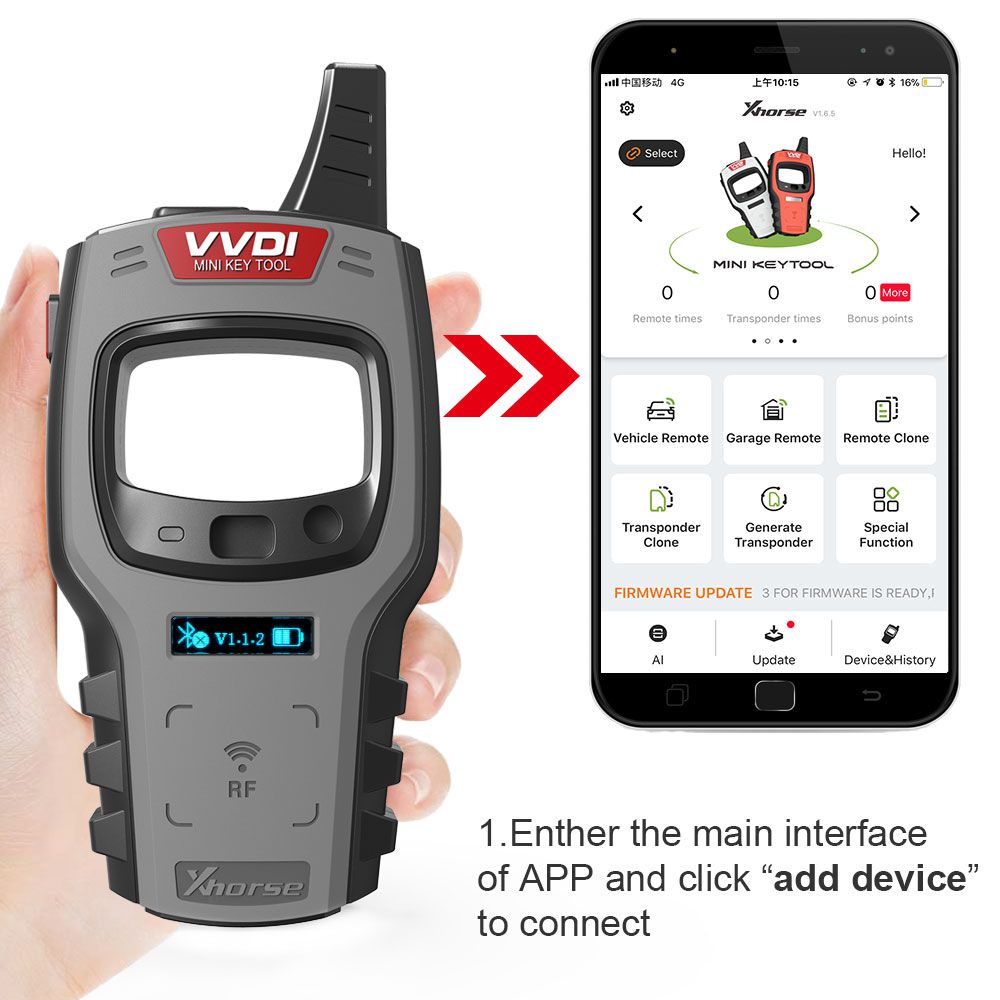 Xhorse VVDI Mini Key Tool Remote Key Programmer Support IOS and Android Global Version with Copy 48 Transponder (96 bit) Function Tokens