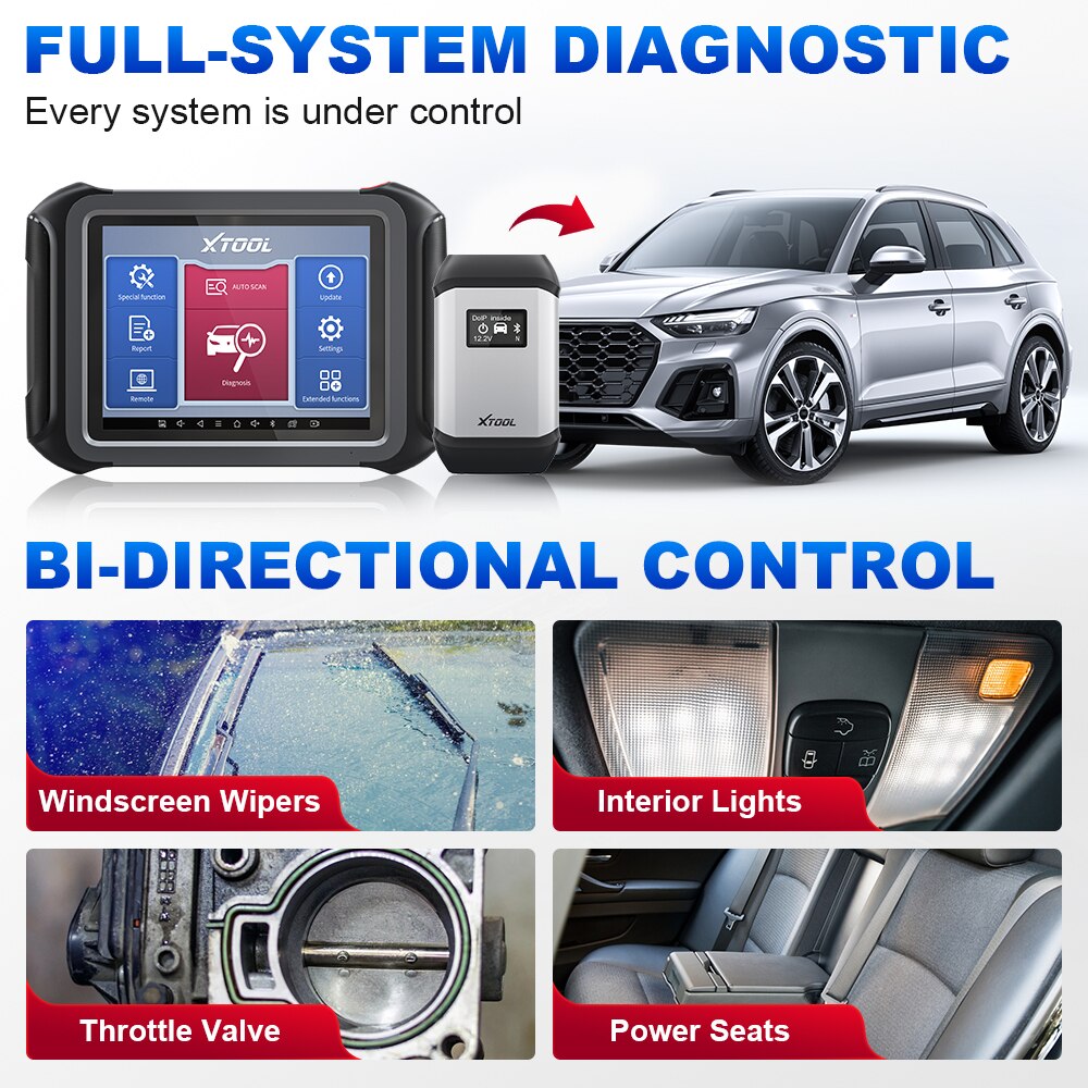 XTOOL D9 Automotive Scan Tool Topology Map Bi-Directional Control ECU Coding Full Diagnostics & 42+ Resets Support DoIP & CAN FD