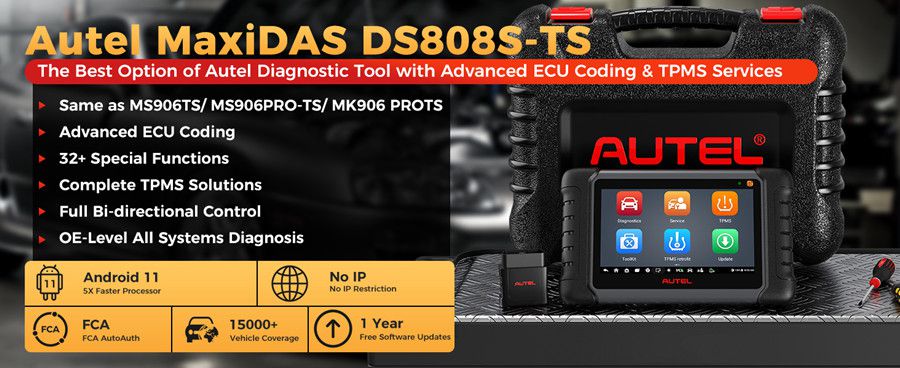 AUTEL MaxiDAS DS808S-TS Diagnostic Tool with Advanced ECU Coding & TPMS Service