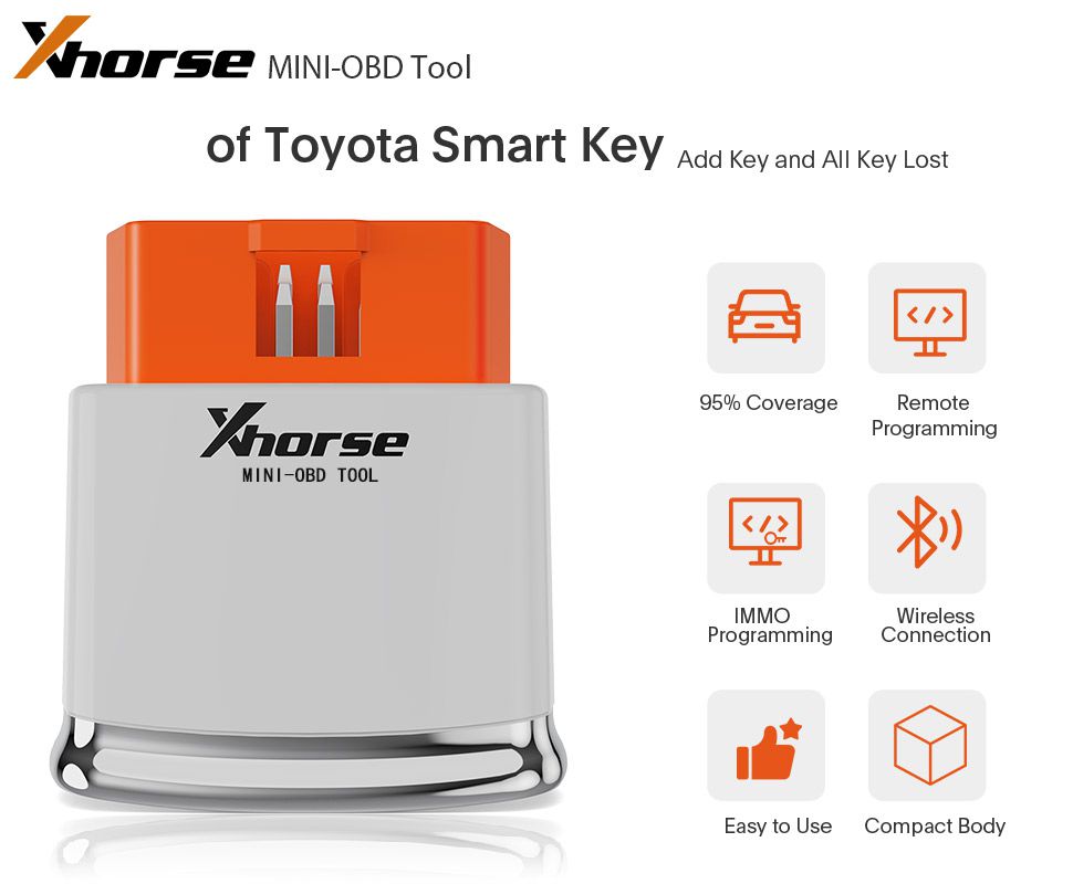 Xhorse MINI OBD TOOL FT-OBD für Toyota Smart Key Support Hinzufügen Schlüssel und alle Schlüssel verloren