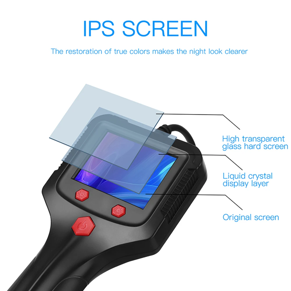 5.5mm Handheld Industrial Endoscope Camera with 2.4 inch IPS Screen IP67 HD Inspection Borescope 6 Adjustble LED Vehicle Engine