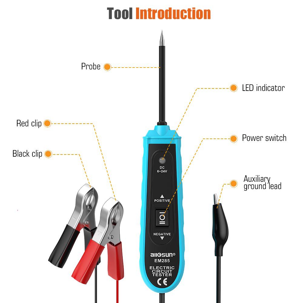 All-Sun EM285 Power Probe Car Electric Circuit Tester Automotive Tools 6-24V DC