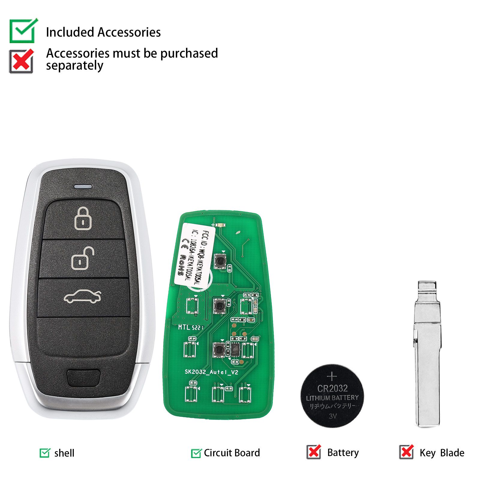 AUTEL IKEYAT003BL 3 Buttons Independent Universal Smart Key 5pcs/lot