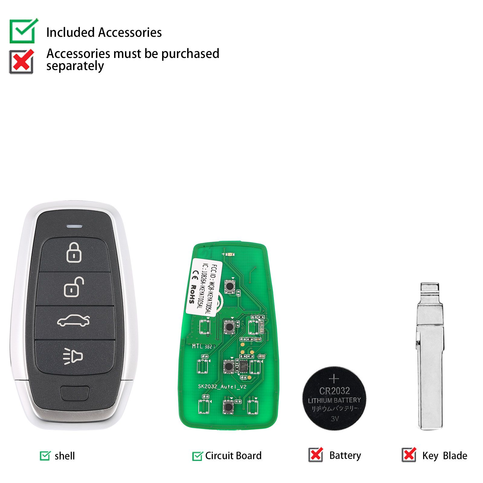 AUTEL IKEYAT004CL 4 Buttons Independent Universal Smart Key 5pcs/lot