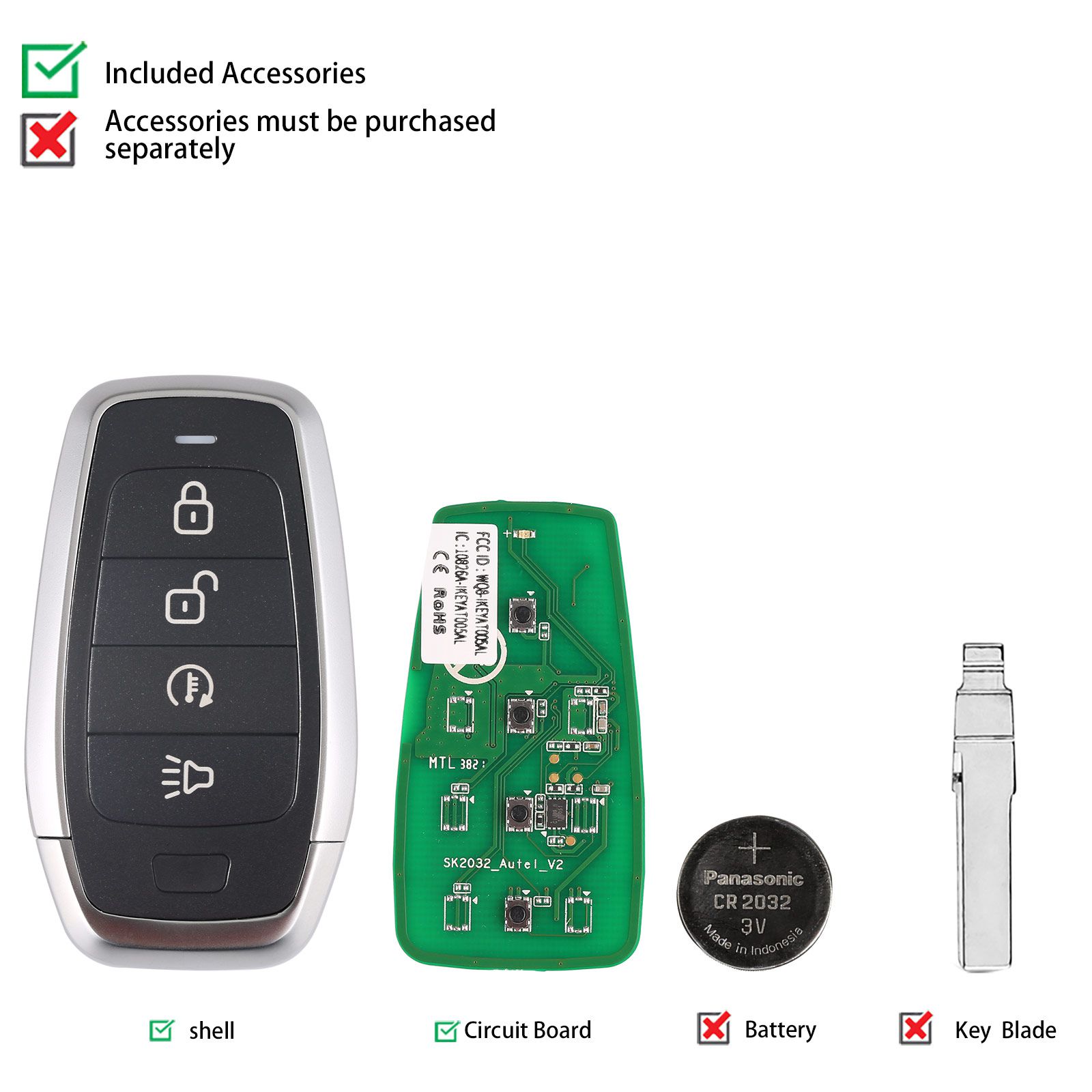 AUTEL IKEYAT004DL 4 Buttons Independent Universal Smart Key 5pcs/lot