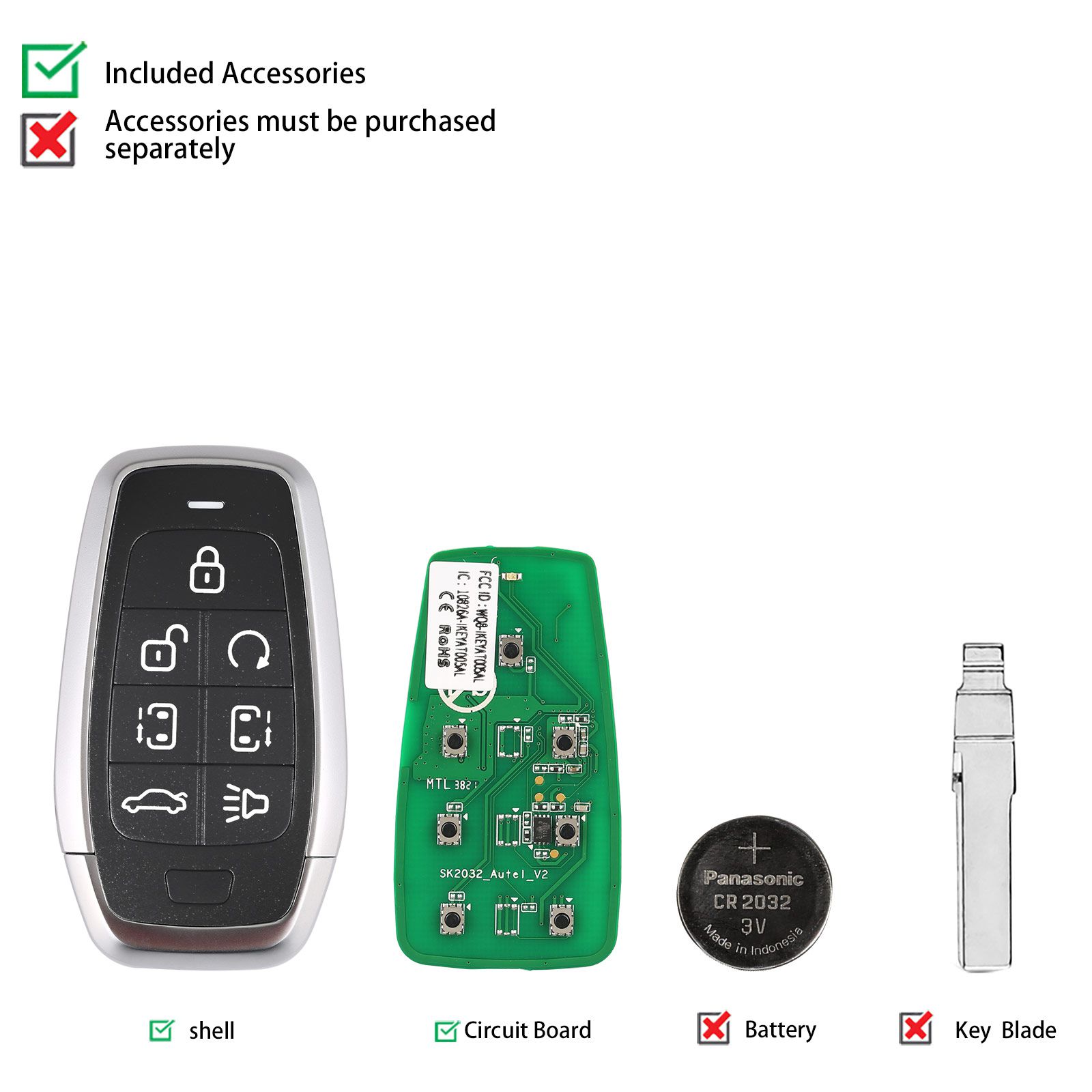 AUTEL IKEYAT007AL 7 Buttons Independent Universal Smart Key 5pcs/lot