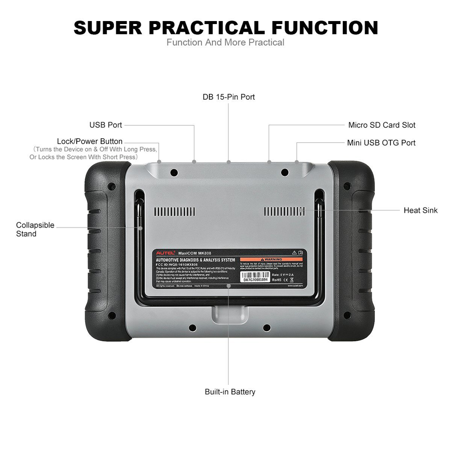 기본 Autel MaxiCOM MK808 MK808Z 전체 시스템 진단 태블릿, 25개 특수 기능 및 다양한 언어