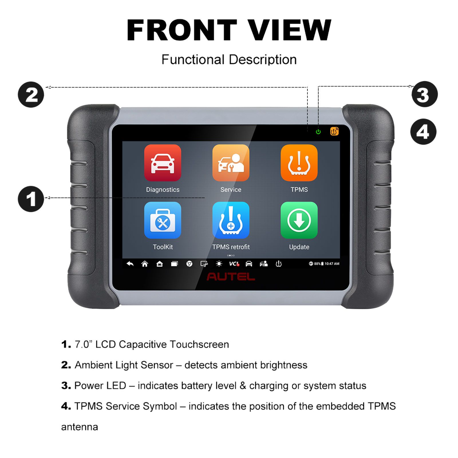 Autel MK808BT PRO Diagnostic Tool Full Bi-Directional control Scanner with  OE-Level All System Diagnostic, 36+ Services