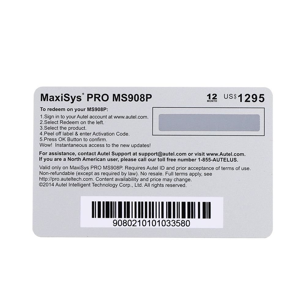 Original autoel maxisys ms908p / ms908s Pro / maxisys Adas / maxisys pro servicio de actualización de un año (total Care Program autoel)