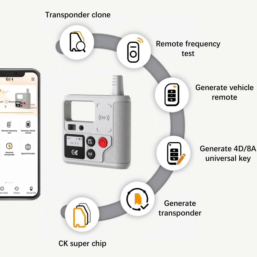 CK IV Cube Key Tool Handheld Device with Wireless Bluetooth Frequency Detection / Remote Control Generation/ Remote Control Copy