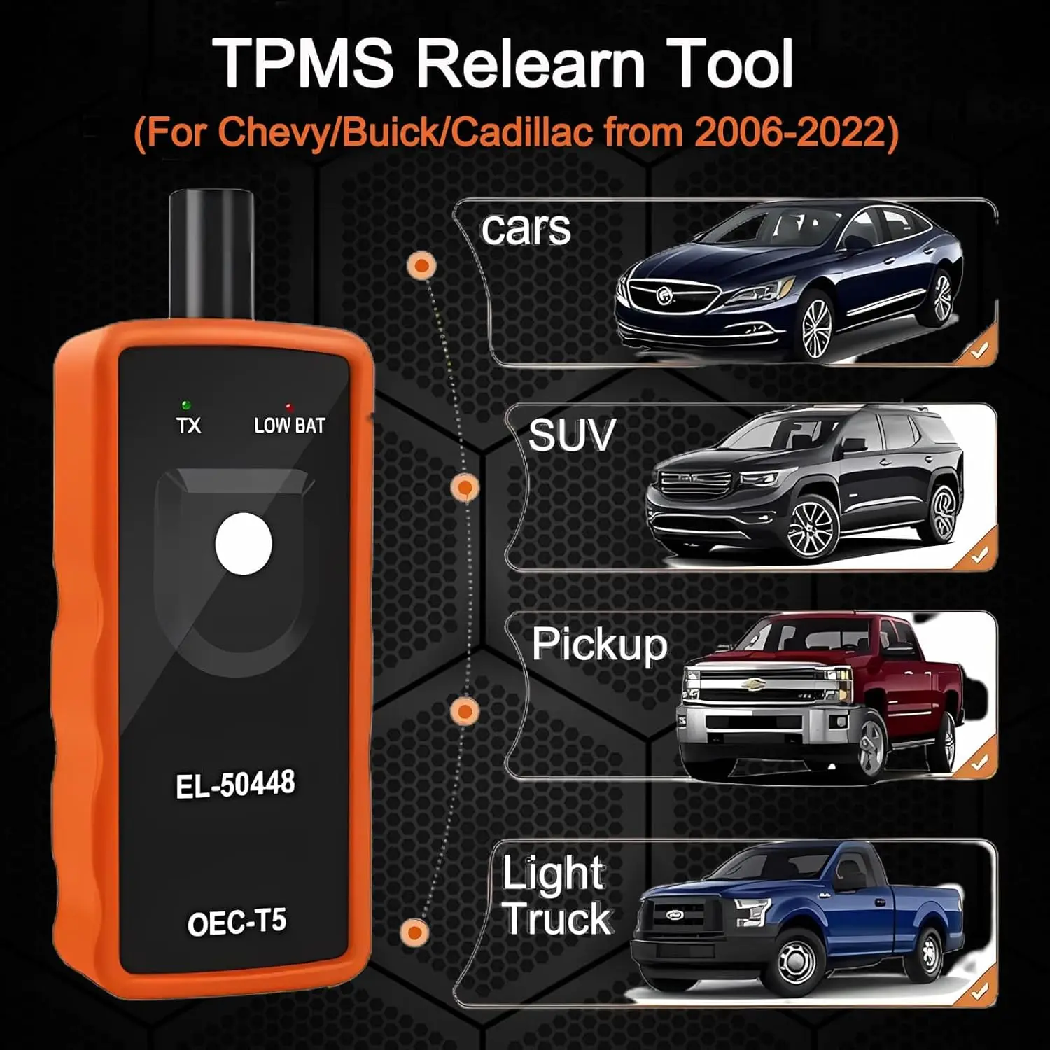 Automotive Tire Pressure Detection Sensor EL-50448 OEC-T5 Opel/GM Tire Pressure Monitoring System TPMS Reset Activation Tool