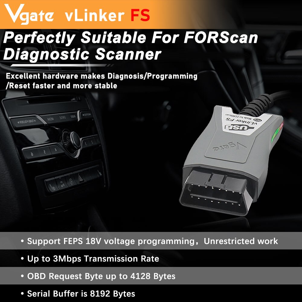 Vgate vLinker FS For Ford FORScan ELM327 HS/MS-CAN OBD 2 OBD2 Car Diagnostic ELM 327 Scanner Interface Tools OBDII For Mazda