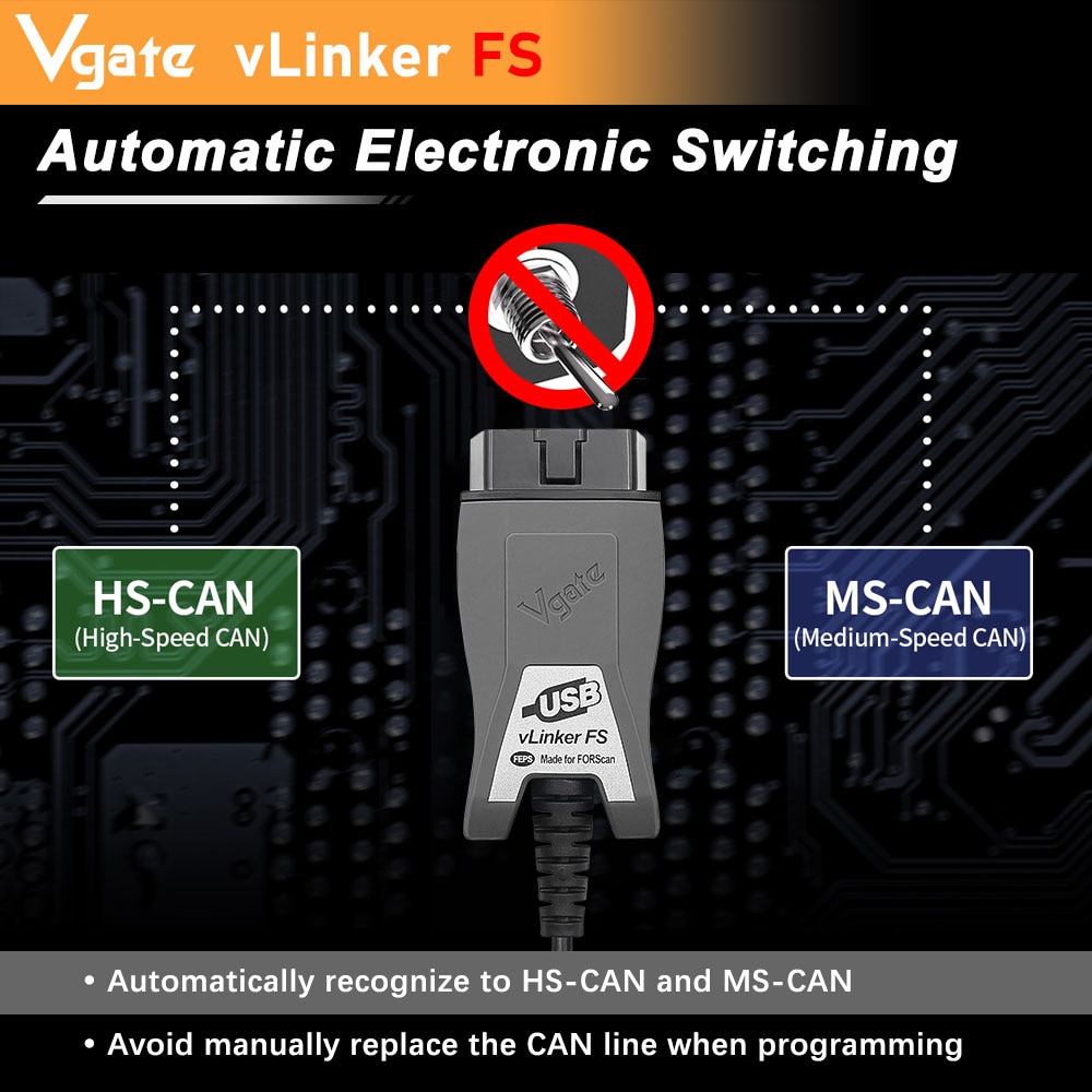 Vgate vLinker FS For Ford FORScan ELM327 HS/MS-CAN OBD 2 OBD2 Car Diagnostic ELM 327 Scanner Interface Tools OBDII For Mazda