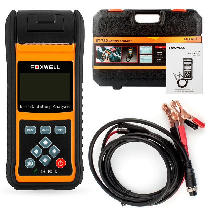 FOXWELL BT780 12V 배터리 테스터 0-1000A 자동차 AGM GEL EBP 배터리 분석기 내장 프린터 12V-24V 부팅 충전 시스템