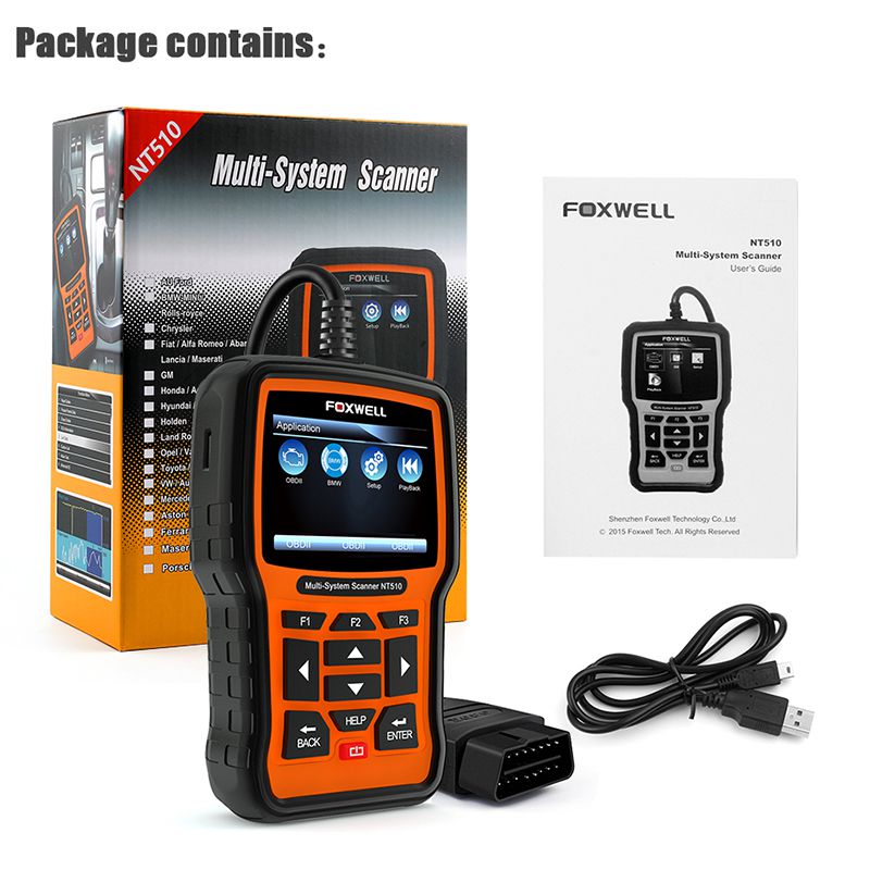 FOXWELL NT510 Full System OBD2 Scanner ABS SAS AT SRS Airbag Crash Date Reset DPF Battery Registration OBD 2 Car Diagnostic Tool