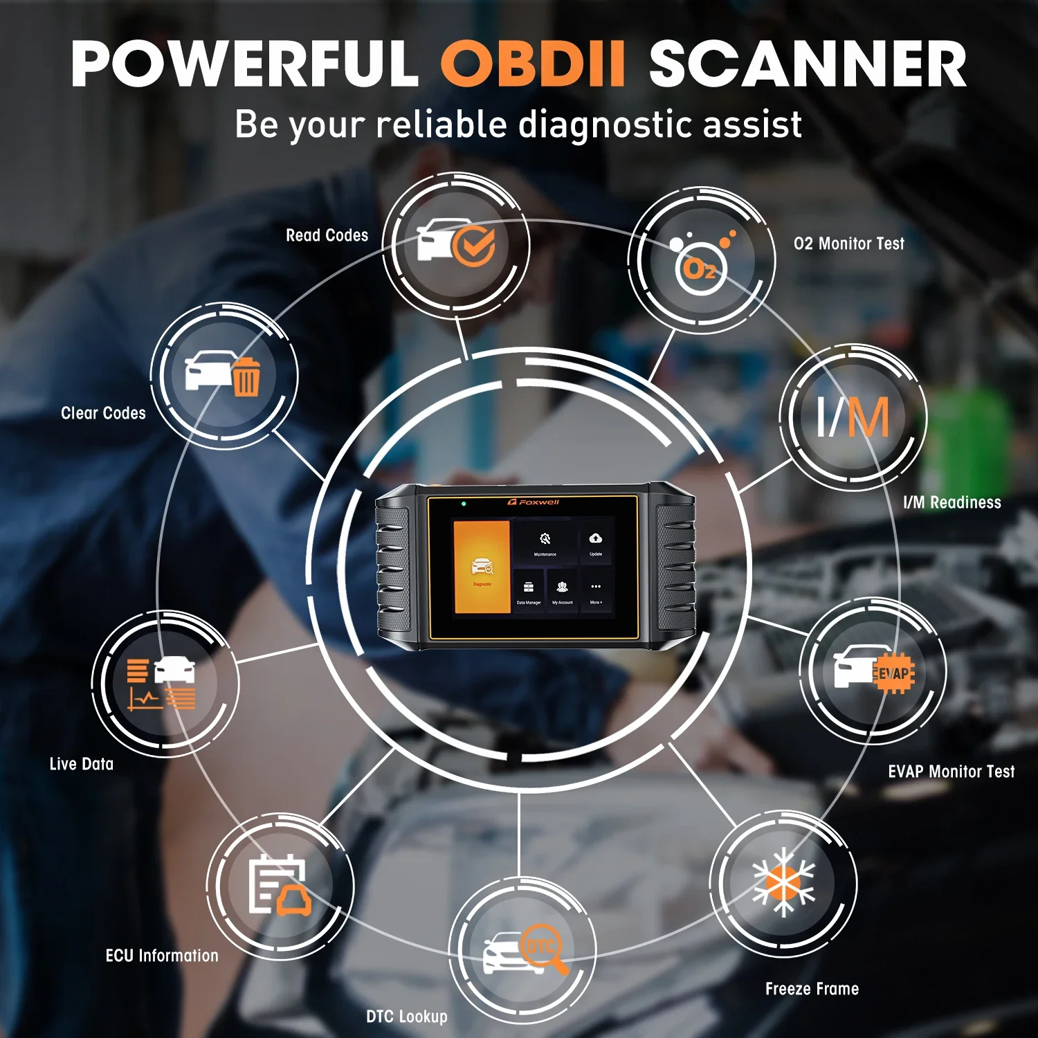 Foxwell NT726 OBD2 Scanner All Systems Oil EPB 12 Reset D.PF Battery Registration Code Reader OBD 2 Car Diagnostic Tools