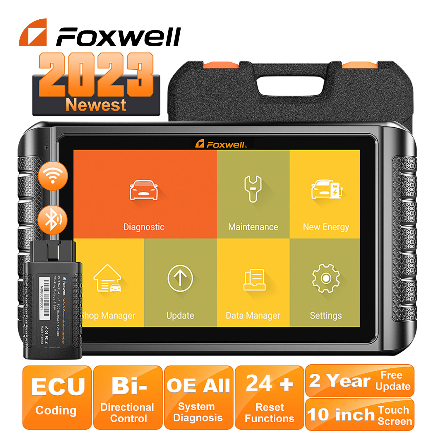 2023 FOXWELL NT909 OBD2 Bidirectional Scanner ECU Coding All System Car Diagnostic Tools CAN-FD/DOIP FCA AutoAuth Scanner