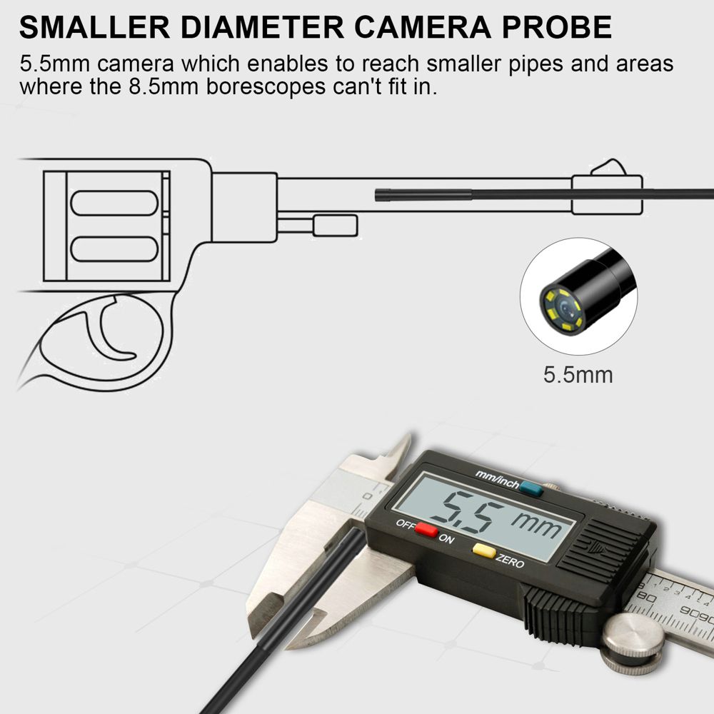 FOXWELL WiFi 내시경 5.5mm 무선 내시경 감지 카메라 1080P 고화질 방수등, 아이폰, 안드로이드 및 태블릿용