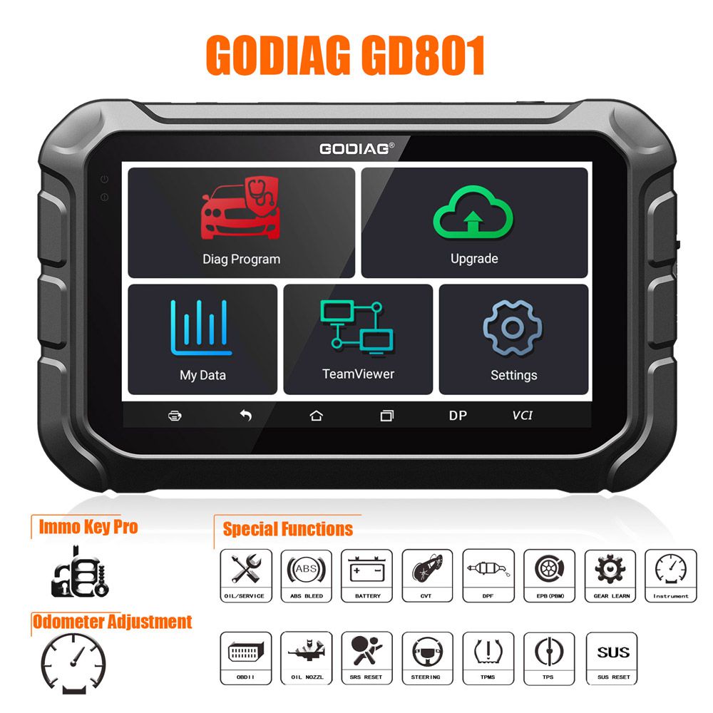  GODIAG GD801 Key Programmer Multi-language Support Mileage Correction ABS EPB TPMS EEPROM etc