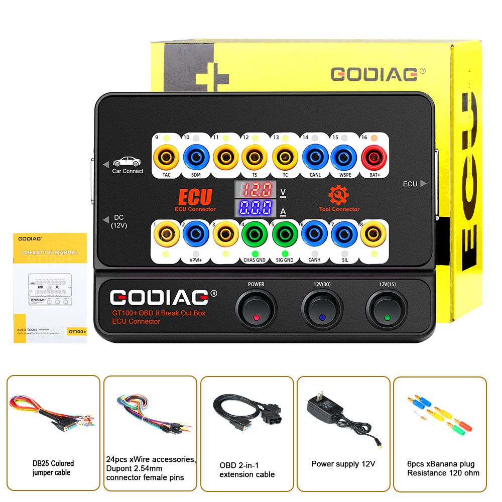 Godiag gt100+gt100 pro nueva generación de caja de fusibles de visualización d corriente electrorónica OBDII公司