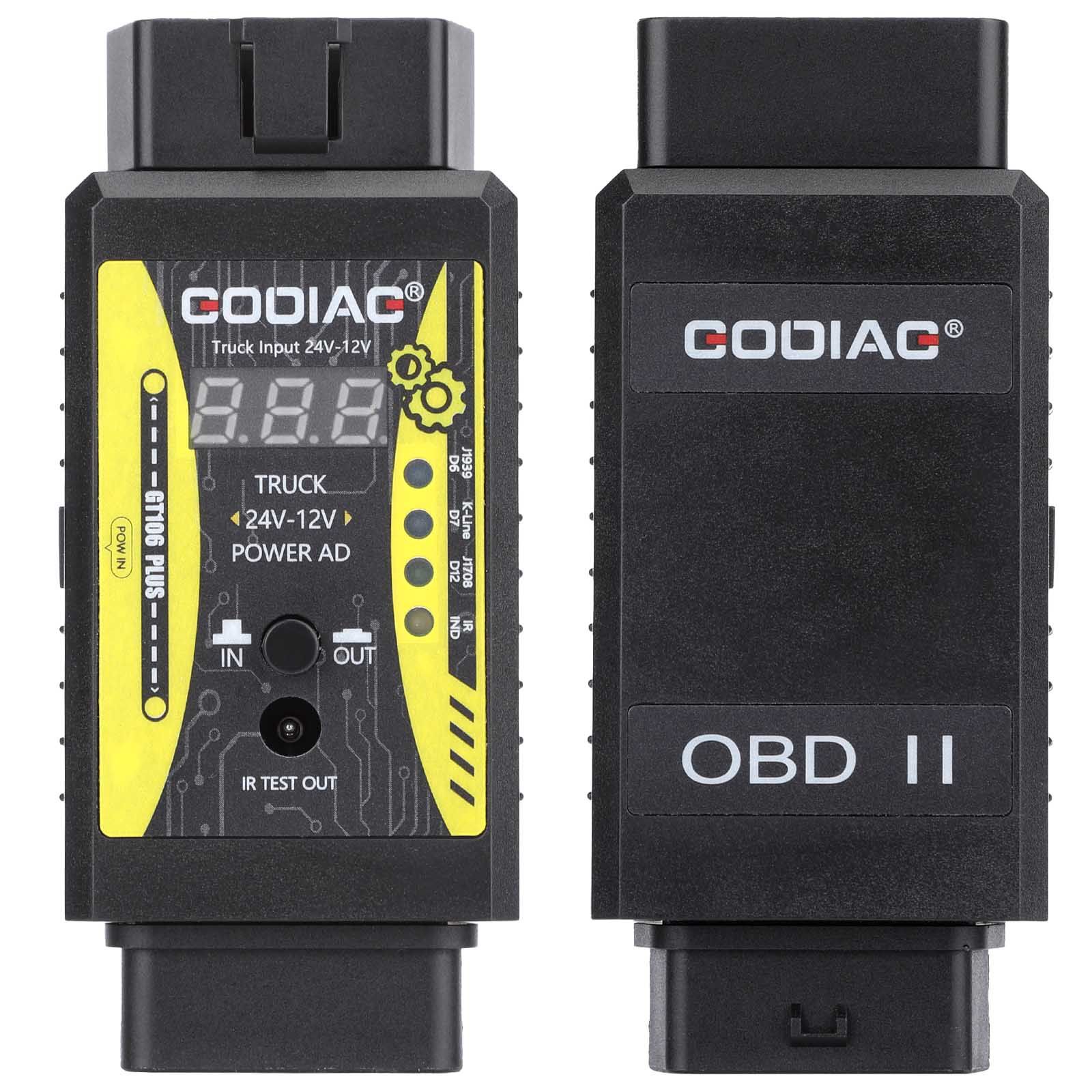 2024 GODIAG GT106 PLUS 24V to 12V Heavy Duty Truck Adapter Newly Added Fuel Injector Cleaning & Testing Relay Testing for Cars & Trucks