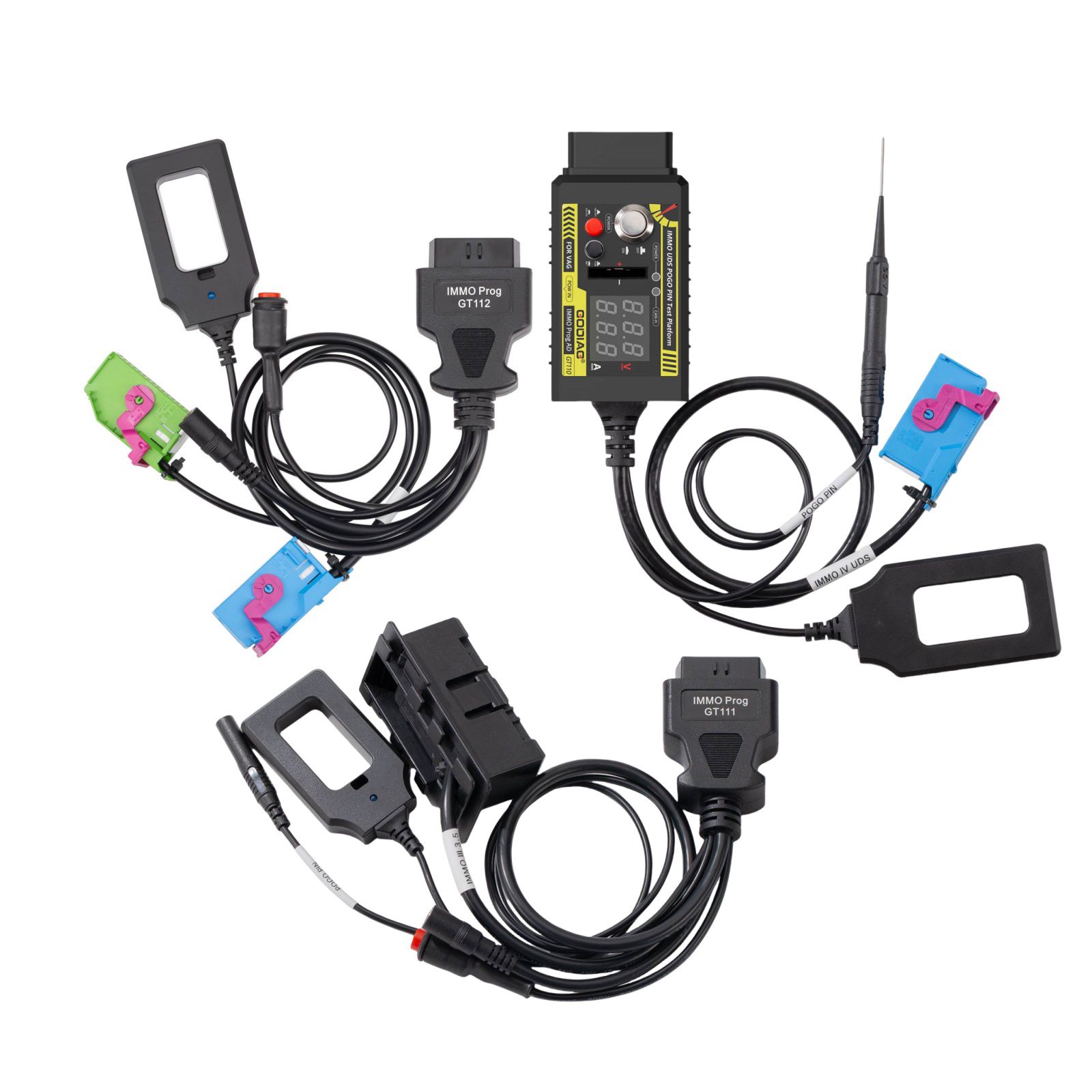 2024 GODIAG VAG Test Platforms GT112 K-Line with GT111 CAN-Bus and GT110 CAN-Bus UDS With Pogo Pin For VAG 2nd/3rd/3.5th/4th Generation Dashboard IMMO