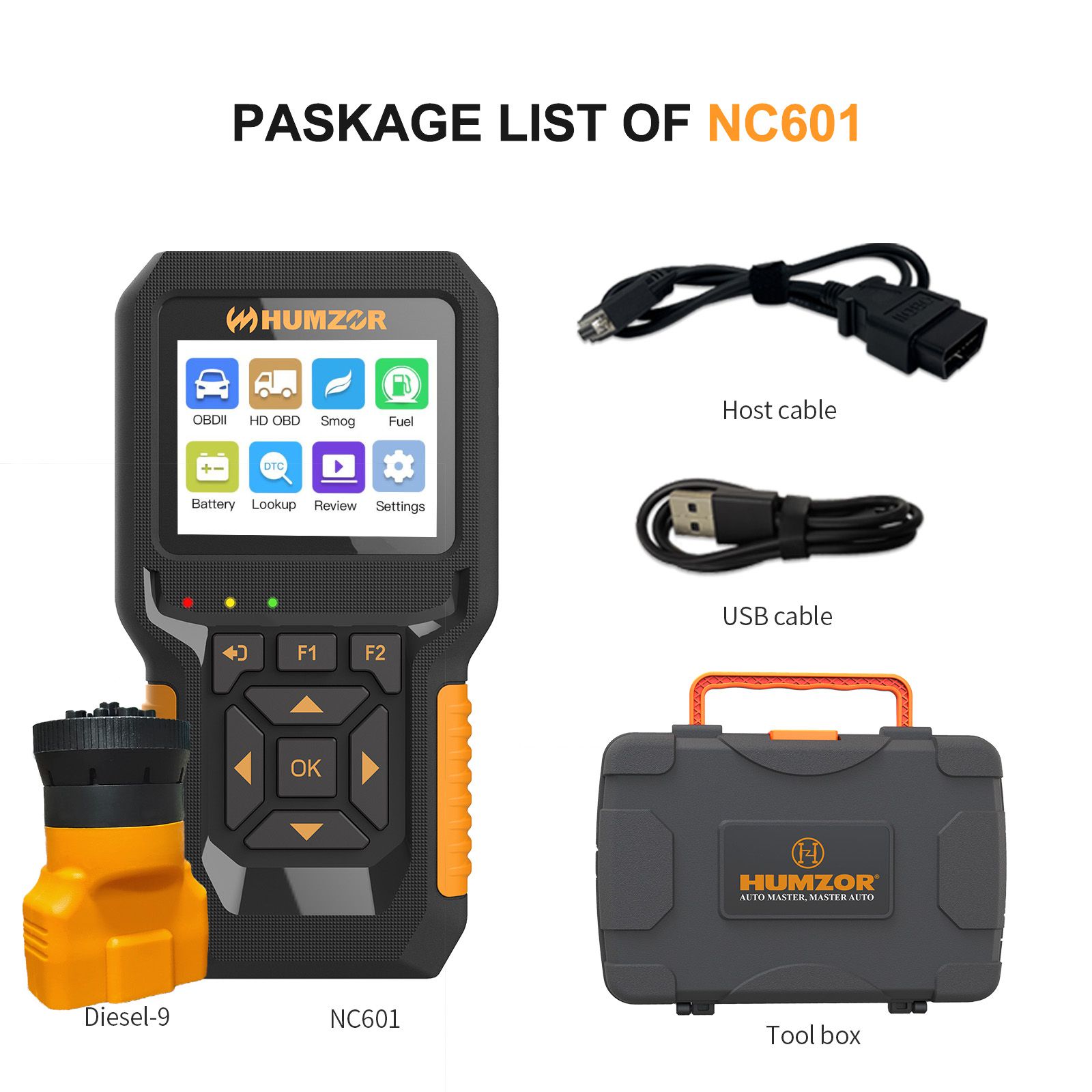 HUMZOR NexzCheck NC601 OBD2 Scanner for Diesel and Gasoline I/M Readiness, MIL Status Analysis, Smog Check, Fuel Analysis, Battery Analysis