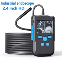 New Industrial Endoscope Camera 8MM Lens 2.4 Inch IPS Screen Borescope HD1080P Rigid Cable Waterproof LED Lights 2600mAh Battery