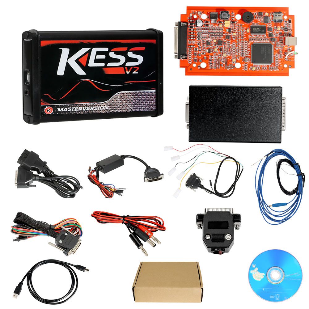 Kess V2 V5.017 Online Version V2.80 for 140 Protocol V2.25 KTAG 7.020 Firmware Red PCB With Breakout Box Plus GT107 DSG Gearbox Data Adapter