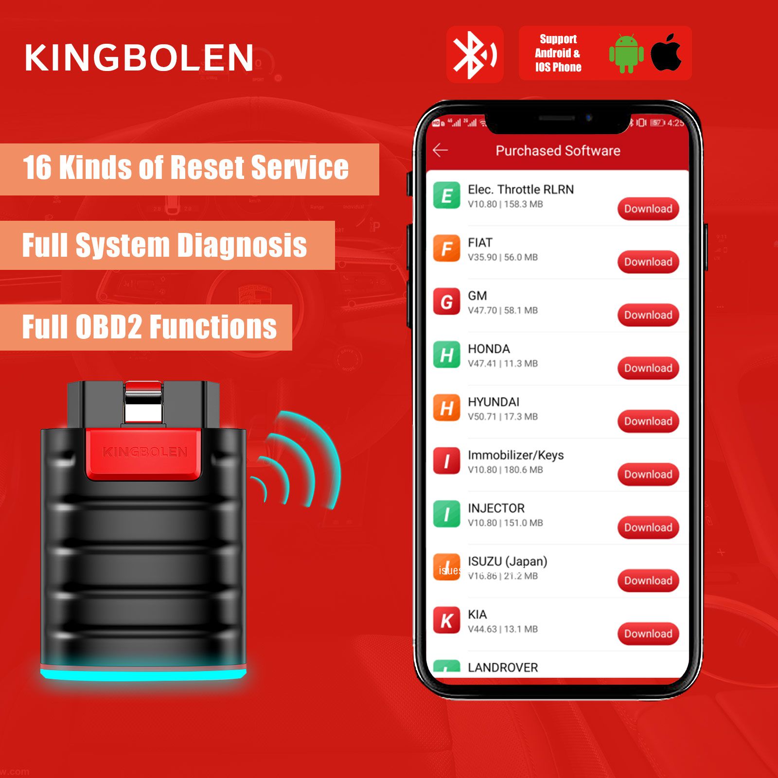 2023 Newest KINGBOLEN EDIAG Full System OBD2 Diagnostic Tool with All Brands License Free Update for One Year