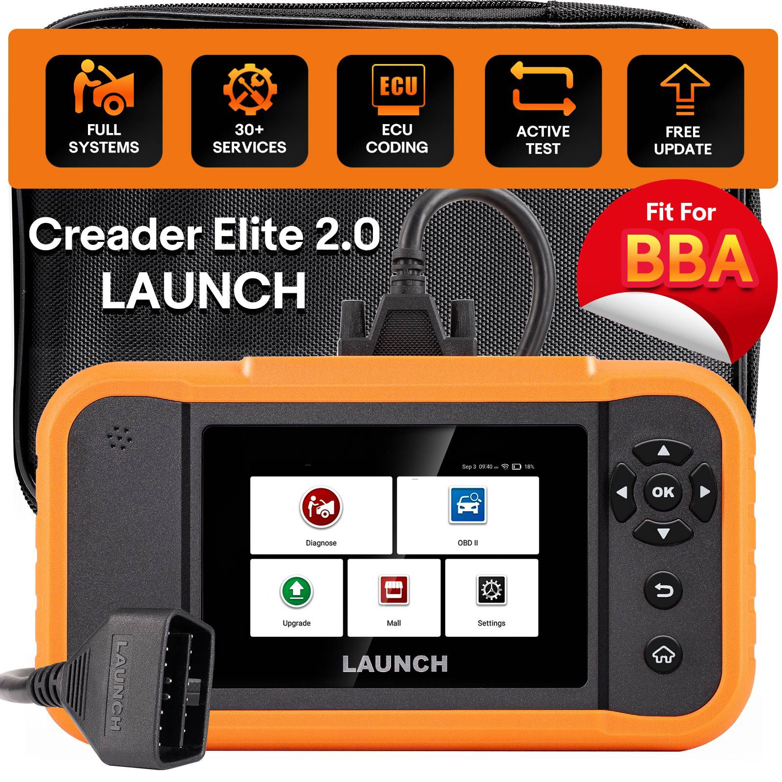 2024 LAUNCH Creader Elite 2.0 BBA Bi-Directional OBD2 Scanner for BMW,Mercedes-Benz,Volkswagen VW Audi V.A.G Group, Full System with Full Functions