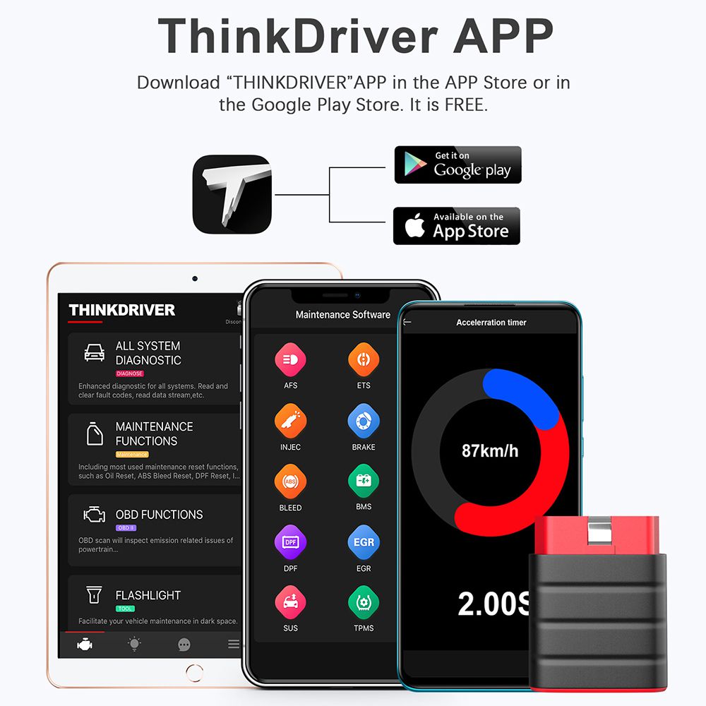 Thinkdriver蓝牙obd2扫描仪汽车OBD 2 Ios汽车诊断代码阅读器OBD安卓扫描仪PK thinkdiag ap200