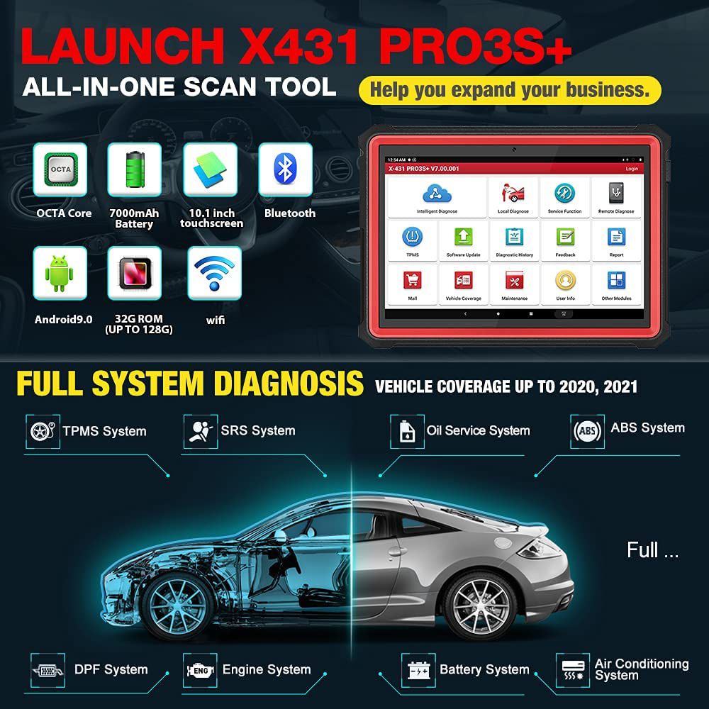 LAUNCH X431 Pro3s Plus OBD2 Diagnostic Scanner Automotive Auto Diagnostic Tool Car Code Reader X431 PRO ECU Coding