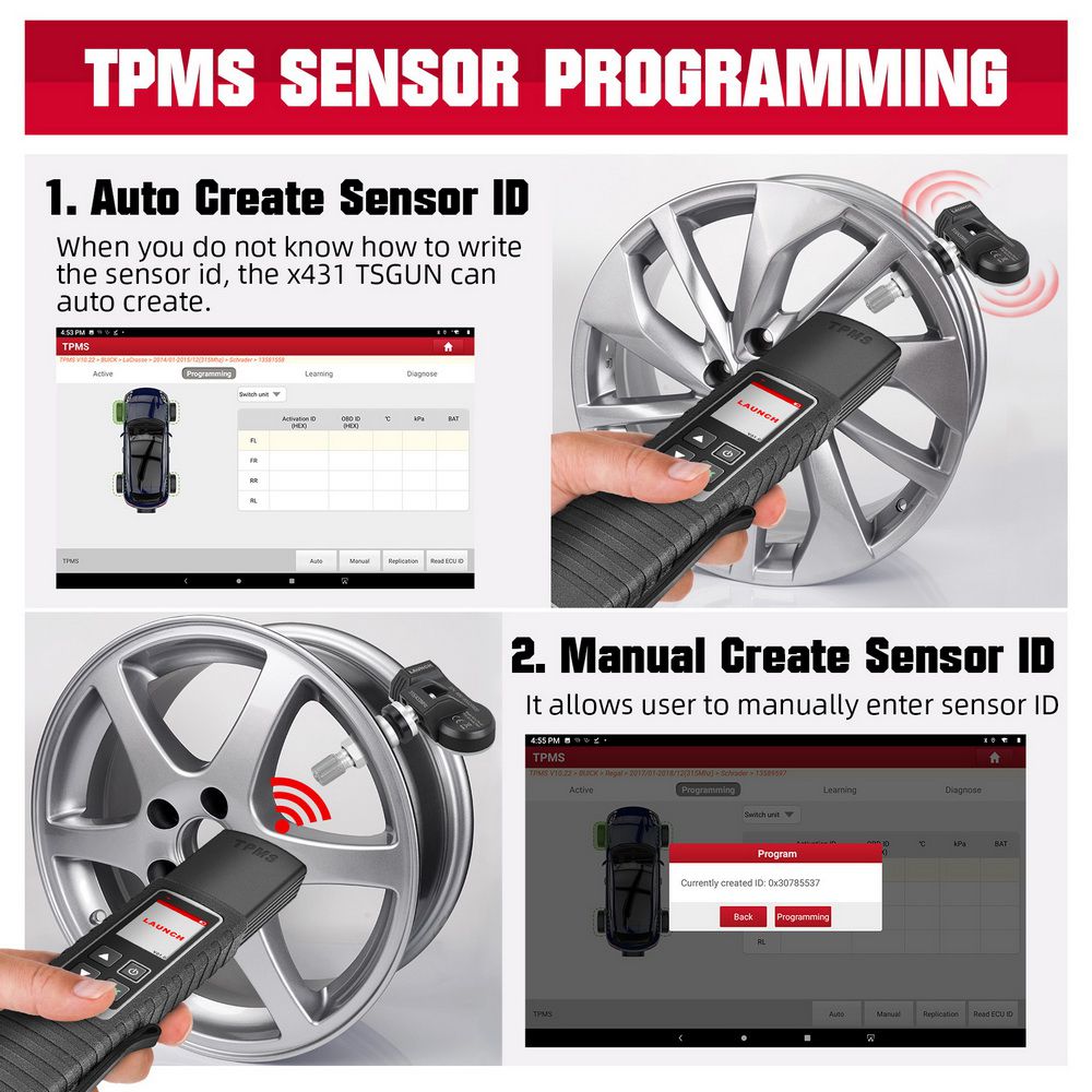 Launch X-431 TSGUN TPMS Tire Pressure Detector Handheld Terminator X431 TSGUN Sensor Activator Programming Tool