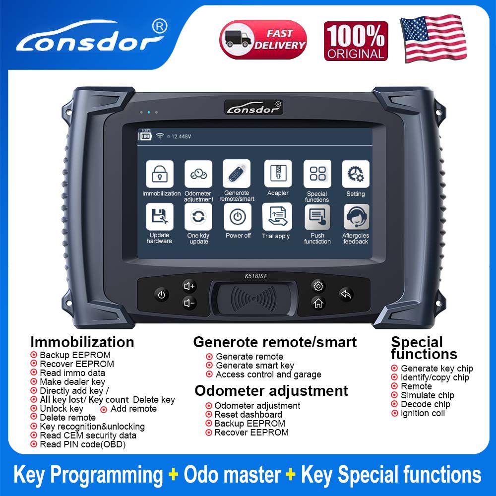 Lonsdor K518ISE Key Programmer Support VW 4th 5th IMMO& BMW FEM/EDC & Toyota H Chip Key Programming