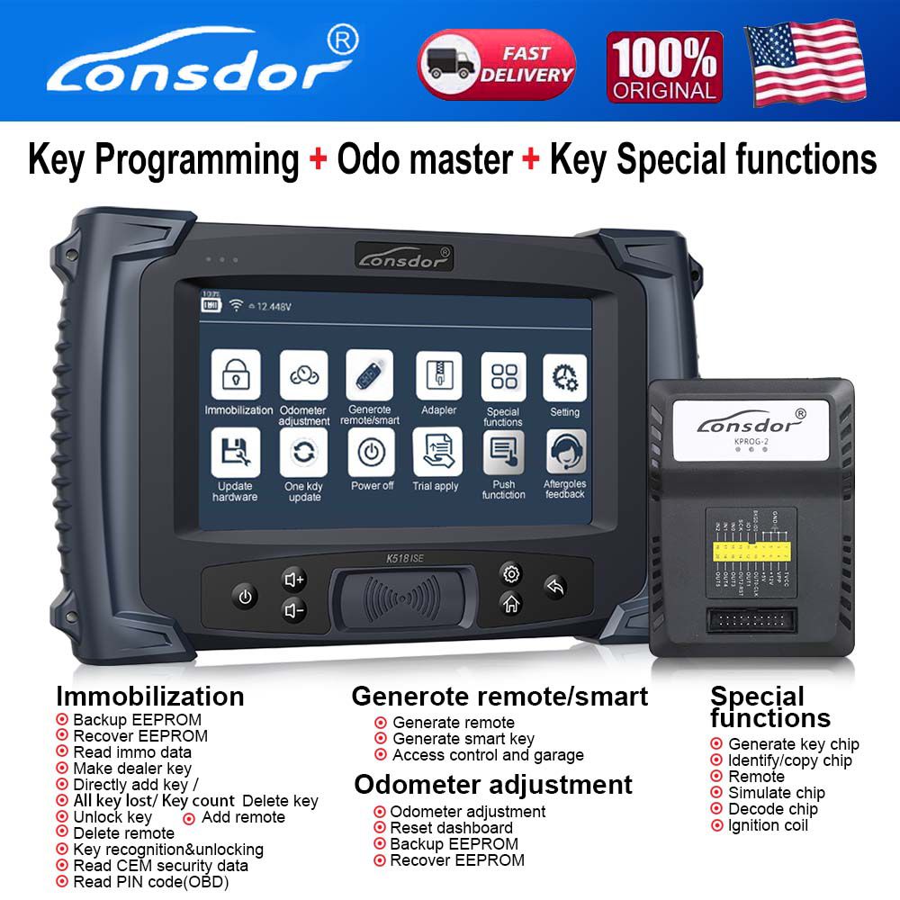 Lonsdor K518ISE Key Programmer Support VW 4th 5th IMMO& BMW FEM/EDC & Toyota H Chip Key Programming