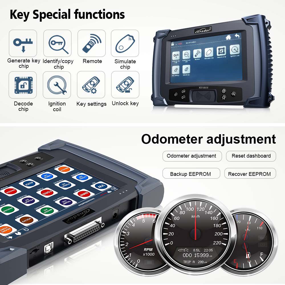 Lonsdor K518ISE Key Programmer Support VW 4th 5th IMMO& BMW FEM/EDC & Toyota H Chip Key Programming