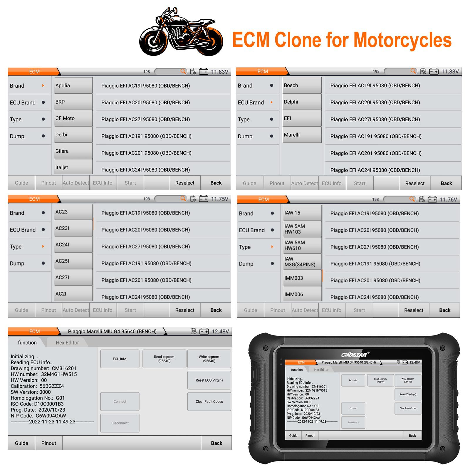 OBDSTAR DC706 ECU Tool for Car and Motorcycle ECM/ TCM/ BODY ECU Cloning by OBD or Bench mode