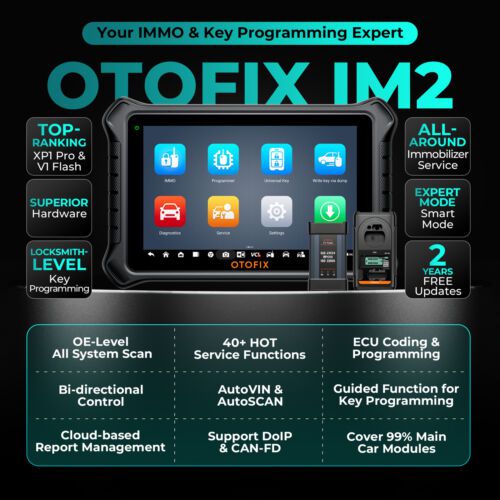 OTOFIX IM2 Advanced IMMO Key Programmer and Diagnostic Tool with XP1 PRO & V1 Flash Key FOB Programming Device Same Functions as IM608 Pro