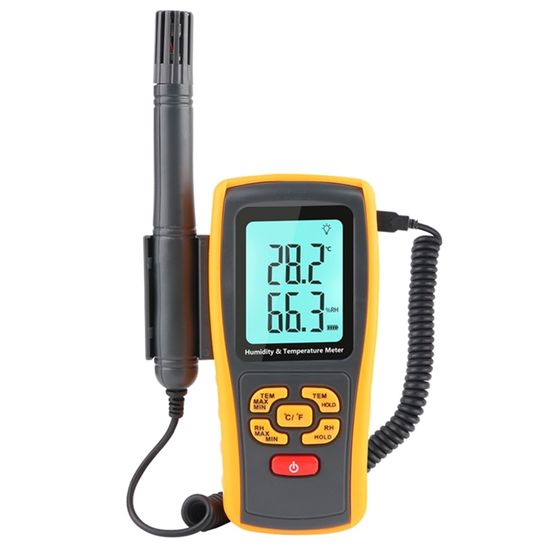 Portable Industrial Digital Thermometer Hygrometer K-type Thermocouple Lab Air  Temperature Humidity