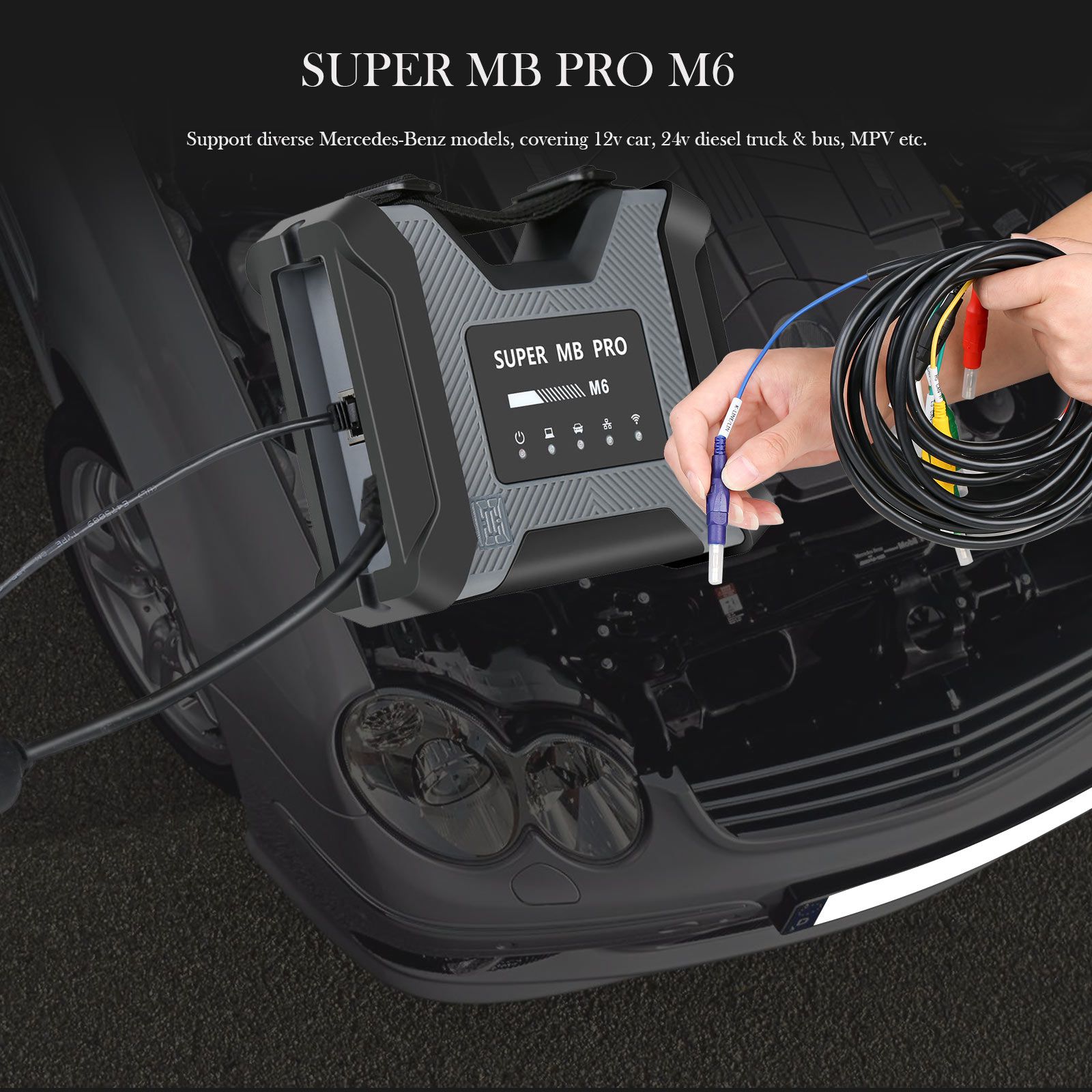Super MB Pro M6 for BENZ Trucks Diagnoses Wireless Diagnosis Tool + OBD2 16Pin Cable + Lan Cable + 14Pin Cable