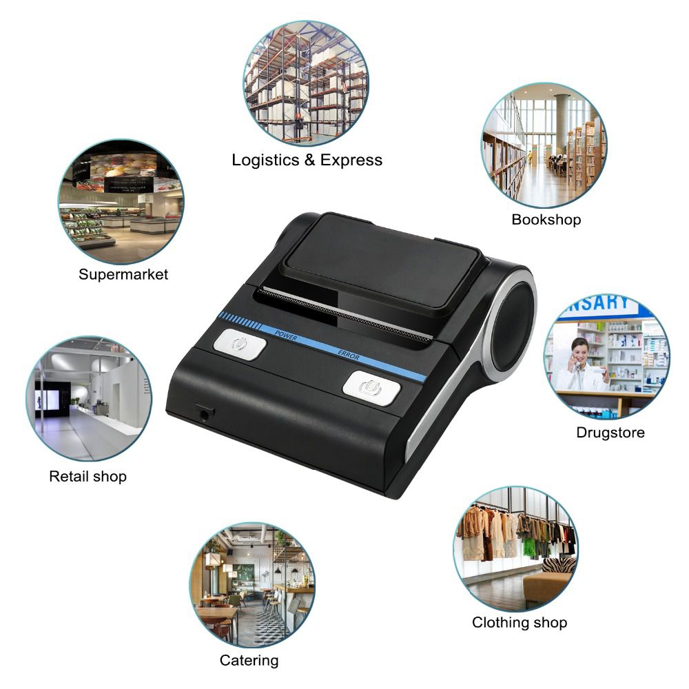 Thermal Printer POS Bluetooth Android 80mm Thermal Receipt Printer Portable Wireless Printing Machine