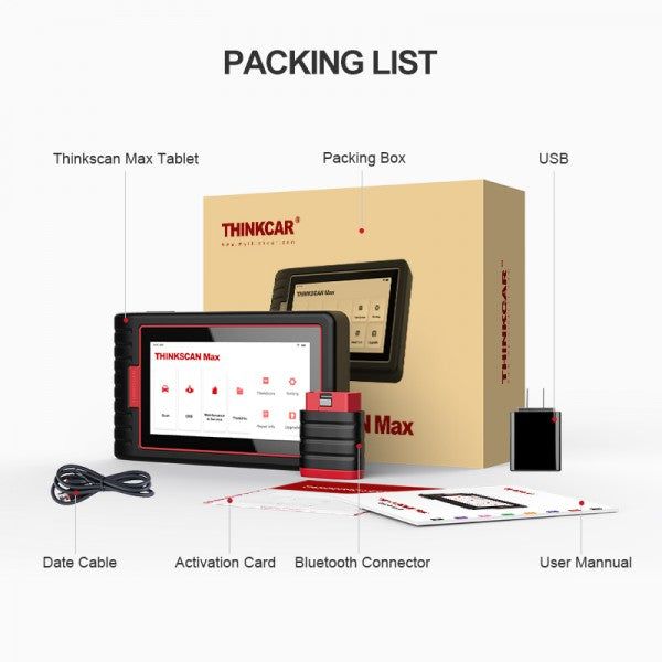 2024 THINKCAR ThinkScan Max 2 Diagnostic Scan Tool with CAN-FD, FCA AutoAuth, All System Diagnosis & 28+ Resets, IMMO/ABS Bleeding/Crankshaft Relearn