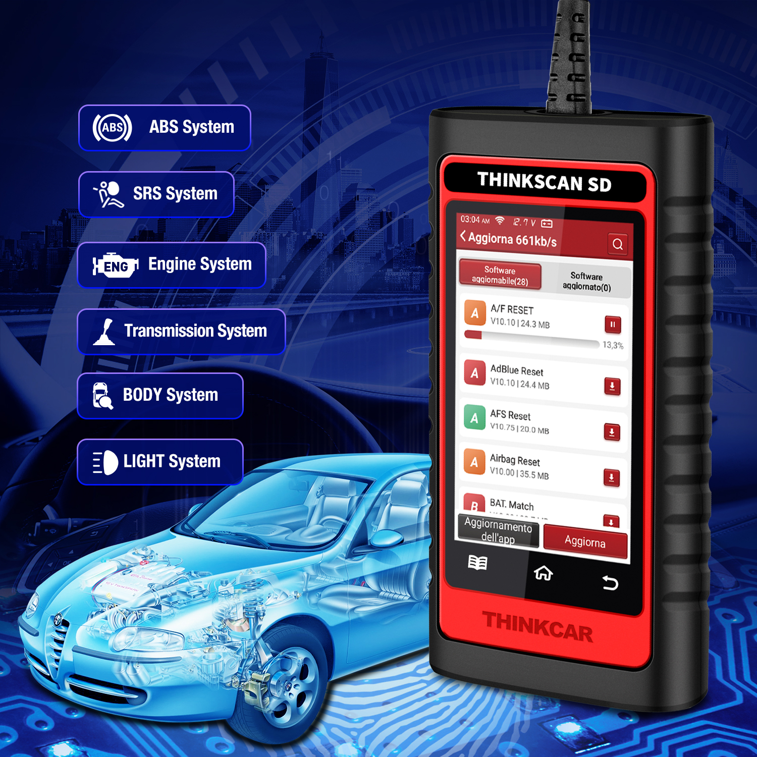 THINKCAR Thinkscan SD2 OBD2 Automotive Scanner ABS SRS Professional Diagnostic Tools  All System Free UpdateCode Reader